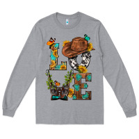 Heather Grey Western Love with Gun Long Sleeve Tee - BundleAndBundleShop