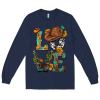 Navy Western Love with Gun Long Sleeve Tee - BundleAndBundleShop