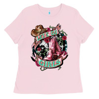 Bubblegum Pink Let's go Girl's Cowboy boots Ladies Tee - HowdyJamesFarm
