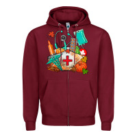 Burgundy nurse  and fall Zipper Hoodie - AdoDesignShop