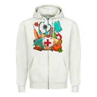 Oatmeal Heather nurse  and fall Zipper Hoodie - AdoDesignShop