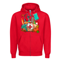 Red nurse  and fall Zipper Hoodie - AdoDesignShop