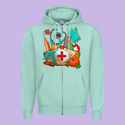 Nurse  And Fall Zipper Hoodie Designed By Adodesignshop