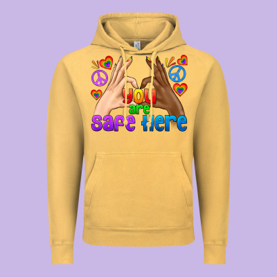 Lgbtq+ You Are Safe Here Vintage Hoodie Designed By Bundleandbundleshop