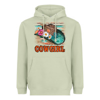 Cowgirl Hat Flowers Leopard And  Leather Heavyweight Hoodie | Teevron