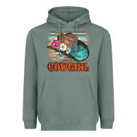 Sage cowgirl hat flowers leopard and  leather Heavyweight Hoodie - AdoDesignShop
