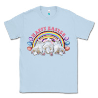Dusty Blue Happy easter bunny tails Classic Tee - RanaPortraitStore