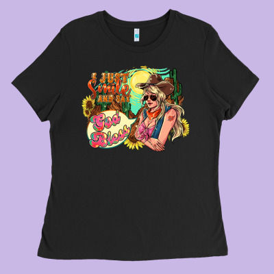 I Just Smile And Say God Bless Ladies Tee Designed By Howdyjamesfarm