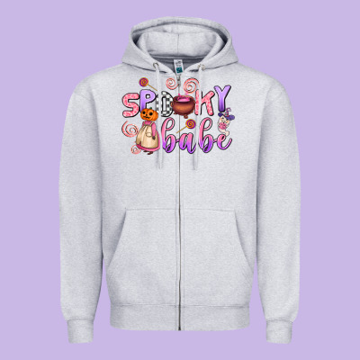 Spooky Babe Zipper Hoodie Designed By Adodesignshop
