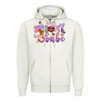 Oatmeal Heather spooky babe Zipper Hoodie - AdoDesignShop