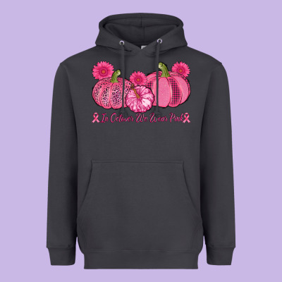 In October We Wear Pink Pumpkins Heavyweight Hoodie Designed By Adodesignshop
