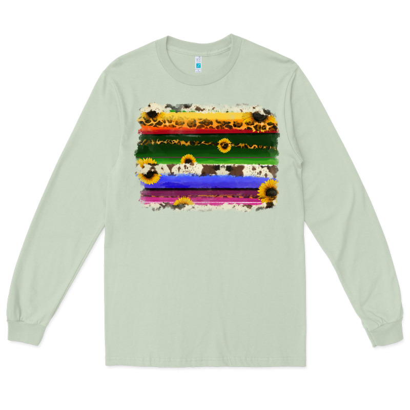 Serape Sunflowers Leopard Cowhide Background Long Sleeve Tee by RanaPortraitStore | Teevron