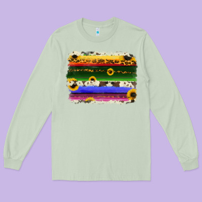 Serape Sunflowers Leopard Cowhide Background Long Sleeve Tee Designed By Ranaportraitstore