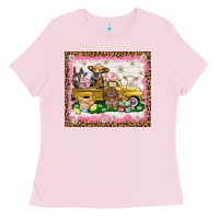 Bubblegum Pink Easter Day with farm animals tumbler Ladies Tee - HowdyJamesFarm