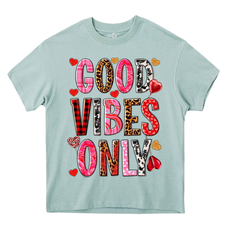 Good Vibes Only Valentine's Day Heavy Core Tee by HowdyJamesFarm | Teevron