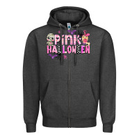 Charcoal Heather pink halloween Zipper Hoodie - AdoDesignShop
