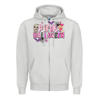 Dove Grey pink halloween Zipper Hoodie - AdoDesignShop