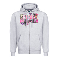 Heather Grey pink halloween Zipper Hoodie - AdoDesignShop