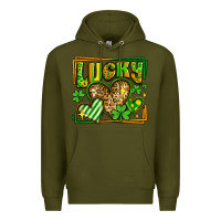 Army Green lucky st patricks day hearts Premium Hoodie - LillyAllenDesigns