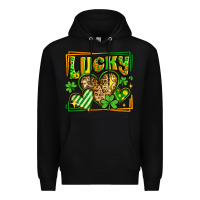 Black lucky st patricks day hearts Premium Hoodie - LillyAllenDesigns