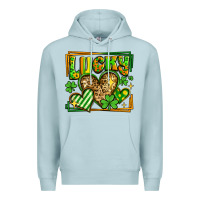 Blue Mist lucky st patricks day hearts Premium Hoodie - LillyAllenDesigns
