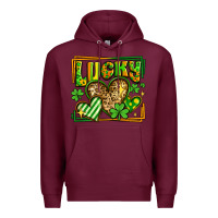Burgundy lucky st patricks day hearts Premium Hoodie - LillyAllenDesigns