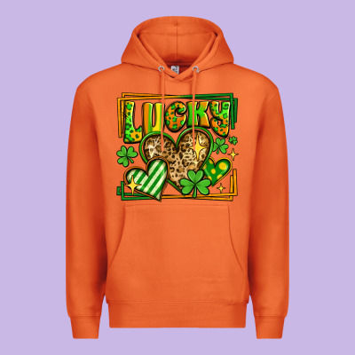 Lucky St Patricks Day Hearts Premium Hoodie Designed By Lillyallendesigns