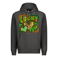 Charcoal Heather lucky st patricks day hearts Premium Hoodie - LillyAllenDesigns