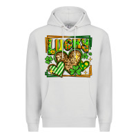 Dove Grey lucky st patricks day hearts Premium Hoodie - LillyAllenDesigns