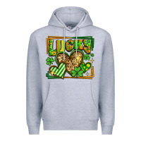 Heather Grey lucky st patricks day hearts Premium Hoodie - LillyAllenDesigns