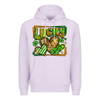 Lilac lucky st patricks day hearts Premium Hoodie - LillyAllenDesigns