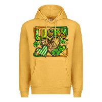 Mustard lucky st patricks day hearts Premium Hoodie - LillyAllenDesigns