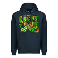 Navy lucky st patricks day hearts Premium Hoodie - LillyAllenDesigns