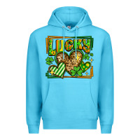 Ocean Blue lucky st patricks day hearts Premium Hoodie - LillyAllenDesigns