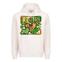 Pale Pink lucky st patricks day hearts Premium Hoodie - LillyAllenDesigns