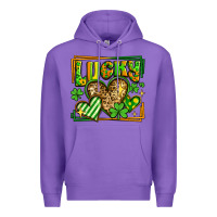 Purple lucky st patricks day hearts Premium Hoodie - LillyAllenDesigns