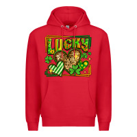 Red lucky st patricks day hearts Premium Hoodie - LillyAllenDesigns