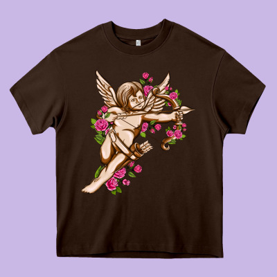 Cupid With Rose Valentine's Day Heavy Core Tee Designed By Howdyjamesfarm