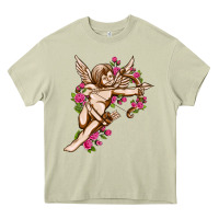 Mossy Cupid with rose Valentine's Day Heavy Core Tee - HowdyJamesFarm