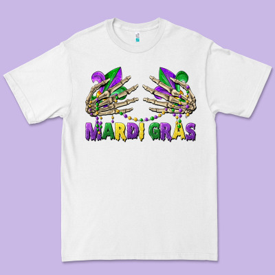 Mardi Gras Skeleton Hands Premium Tee Designed By Cowgirlartshop