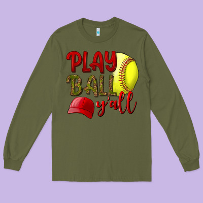 Play Ball Y'all Softball Long Sleeve Tee Designed By Bundleandbundleshop