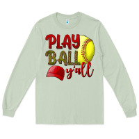 Matcha Play Ball Y'all Softball Long Sleeve Tee - BundleAndBundleShop