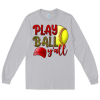 Moon Dust Play Ball Y'all Softball Long Sleeve Tee - BundleAndBundleShop