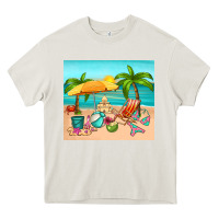 Cream summer Heavy Core Tee - RanaPortraitStore