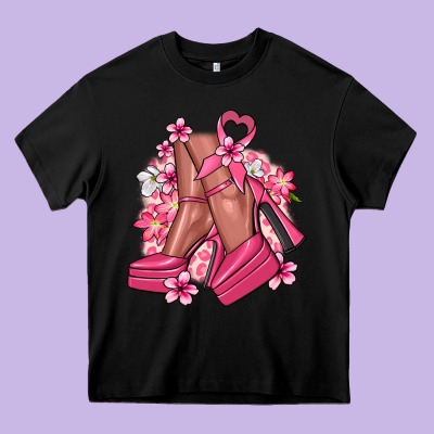 Cancer High Heels Cancer Awareness Heavy Core Tee Designed By Howdyjamesfarm