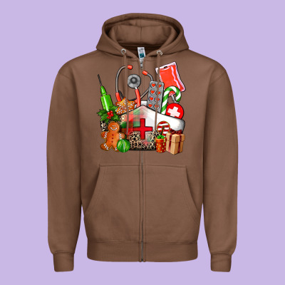 Nurse  And Christmas Zipper Hoodie Designed By Adodesignshop