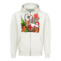 Oatmeal Heather nurse  and christmas Zipper Hoodie - AdoDesignShop