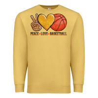 Antique Gold peace love basketball Premium Sweatshirt - AdoDesignShop