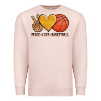 Pale Pink peace love basketball Premium Sweatshirt - AdoDesignShop