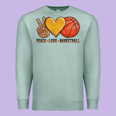 Peace Love Basketball Premium Sweatshirt Designed By Adodesignshop
